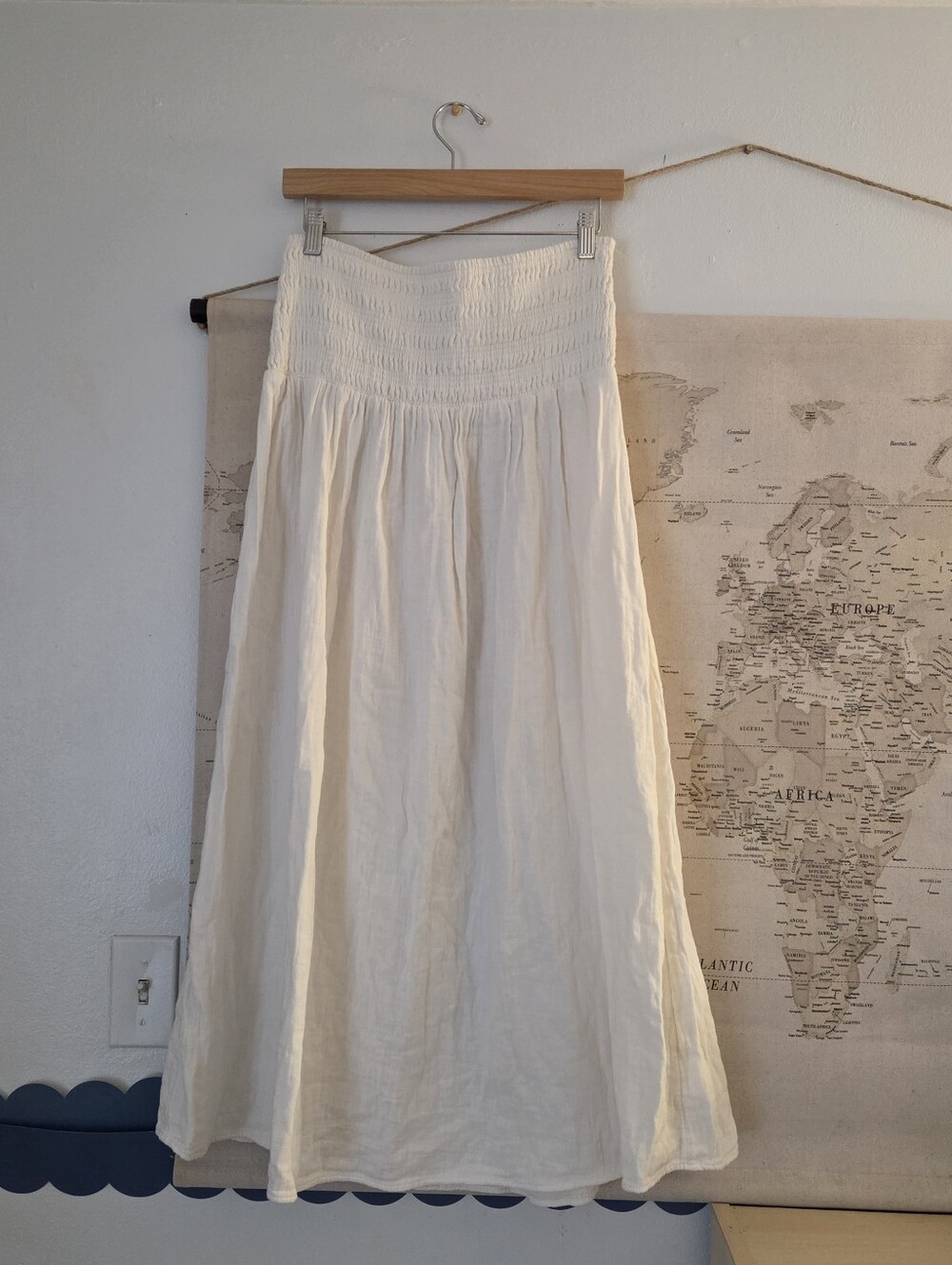 100% Cotton Smocked Shirred Maxi Skirt